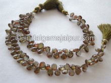 Green Andalusite Faceted Pear Beads